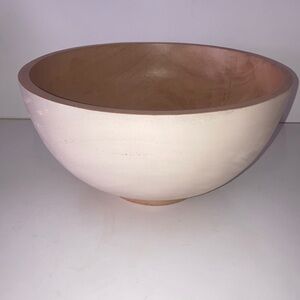 🪚🍊🪵 Wood Wooden Vessel / Fruit Bowl - Cream & Wood Color 🪵🍋🪚